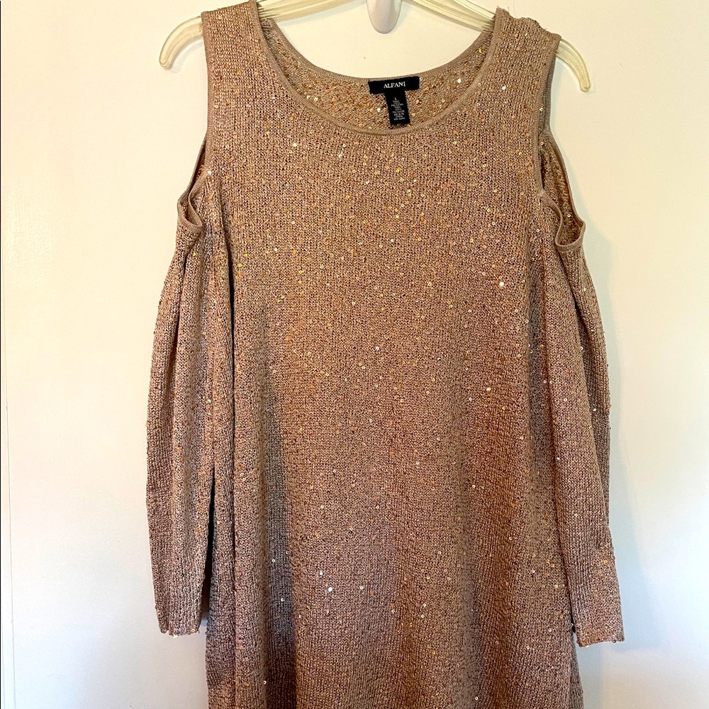 Cold-Shoulder Sequined Top
